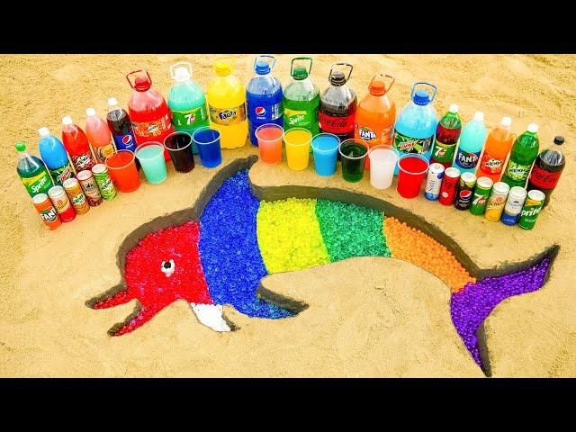 Experiment: How to make Rainbow Dolphin with Orbeez, Big Coca Cola vs Mentos and Popular Sodas