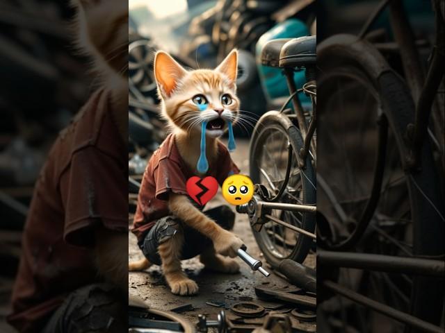 Poor cat friend laughed at him  #sad #meow #meowmy #cryingcat #workingcat #shorts