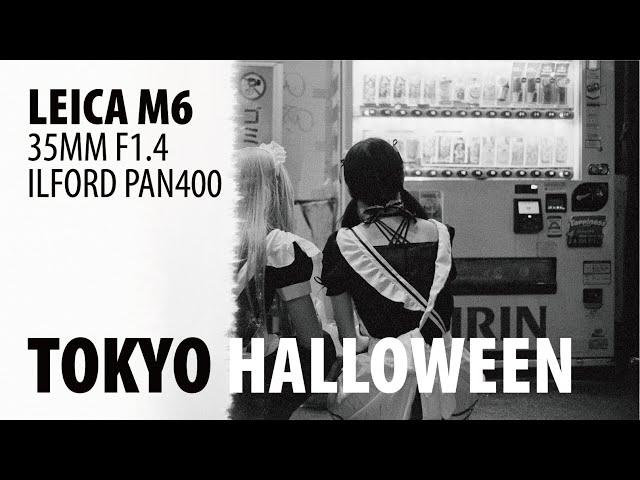 Black & White Film Photographing in Shibuya Tokyo Halloween Night // Leica M6, 35/1.4, ILFORD Pan400