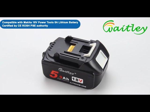 Waitley 18V BL1850 5000mAh Replacement Battery Compatible With Makita 18V Power Tools