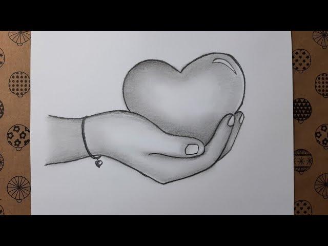 Charcoal Drawings, How To Draw Heart In Hand, Drawing Hobby Hand Drawings