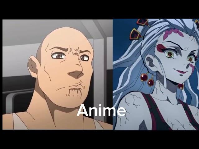 Anime vs Reddit Demon slayer (The rock reaction).