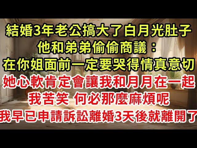 結婚3年老公的白月光懷了他的孩子，他和弟弟偷偷商議「在你姐面前一定要哭得情真意切，她心軟肯定會讓我和月月在一起」我苦笑 何必那麼麻煩，我已提訴訟離婚半個月後就要離開了#復仇 #逆襲 #爽文