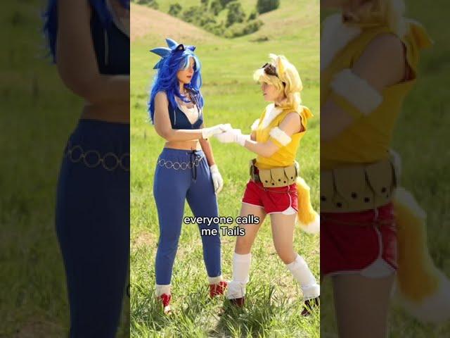 “Is it okay if I call you Sonic??” - Sonic and Tails cosplay w/ @halcybella 