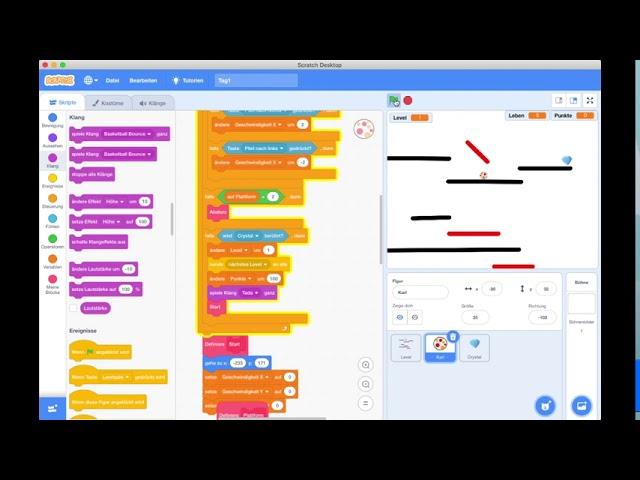 Scratch Challenge Tag 2: Ziel, nächstes Level und Hintergründe