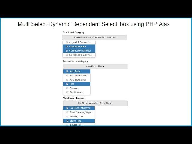 Multi Select Dynamic Dependent Select box using PHP Ajax