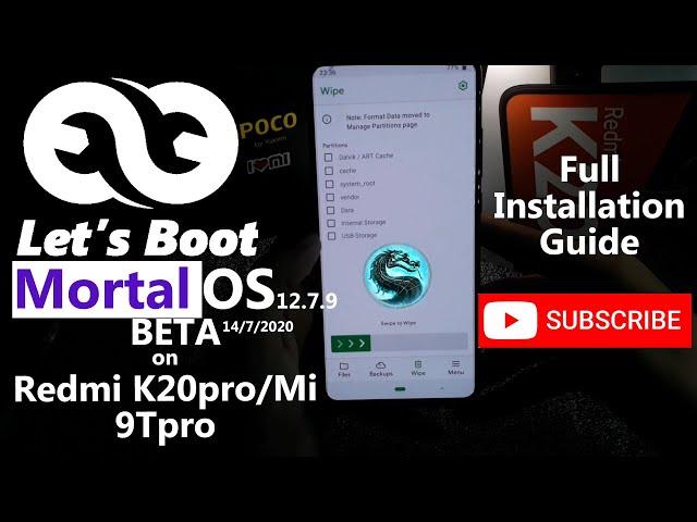 Install MortalOS R12.7.9beta[14/7/20] on Redmi K20 pro || Fill Installation Guide