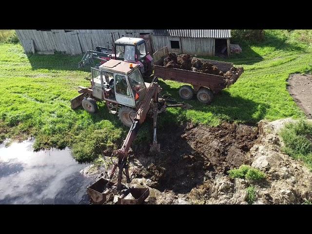 Погрузка навоза Карпатцем ПЭА 1.0 Вывоз навоза на поле и разбрасывание его/Cow manure spreading 2021