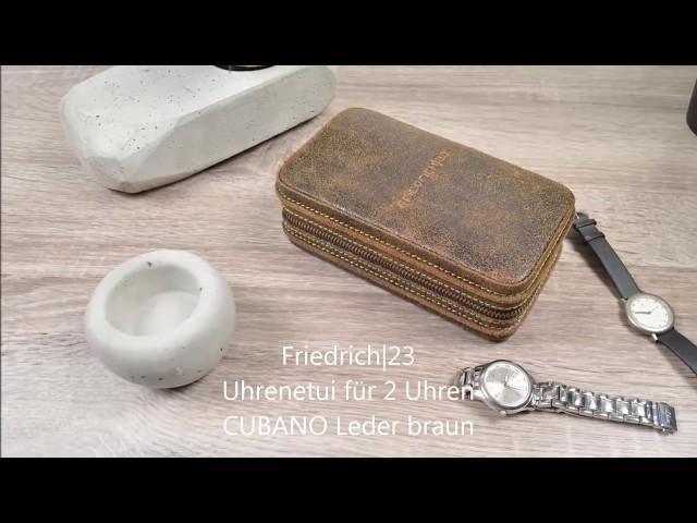 Friedrich 23 Uhrenetui Cubano Leder in braun für 2 Uhren 27019-6