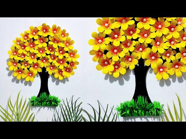 Amazing Paper Tree wall hanging craft | Paper flowers wall decoration | Paper craft for home decor