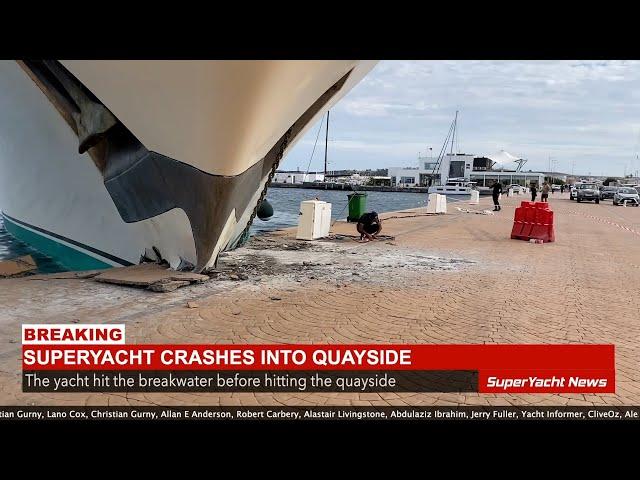 Massive SuperYacht Kingdom 5KR CRASHES into Wharf Whilst Docking | SY Clips