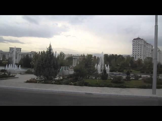 Turkmenistan Ashgabat Street scene marble buildings