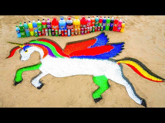 How to make Rainbow Flying Unicorn with Orbeez, Fanta, Mirinda, Coca Cola, Mentos and Popular Sodas