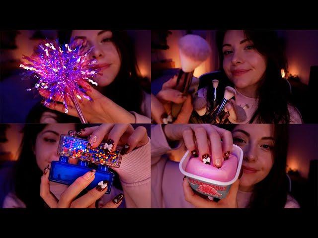 ASMR 1 HEURE DE TRIGGERS  Face brushing, jelly blox, tapping, sticky, etc...