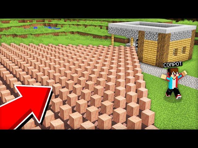 WHY IS THIS HUGE LINE OF VILLAGERS STANDING AT MY HOUSE IN MINECRAFT | Compot Minecraft