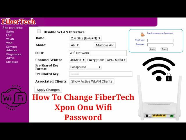 How To Change FiberTech Xpon Onu Wifi Password | HDV Phoelectron FiberTech Xpon Wifi Password Change