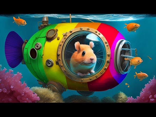 Hamster in Rainbow Submarine | DIY Hamster Maze with Traps