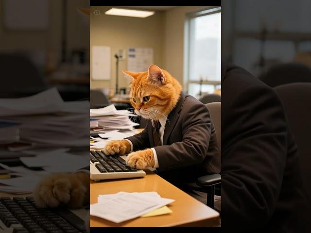 Office Cat saved the company.  #CatBoss #DramaticCat #animals #cat  #funny #shortvideo #funnycats