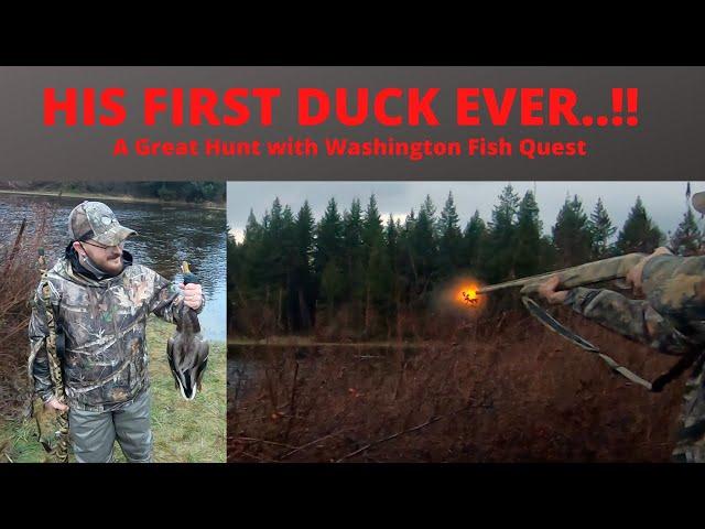 His FIRST Duck, a Hunt with Washington Fish Quest Channel. Nice Mallard!