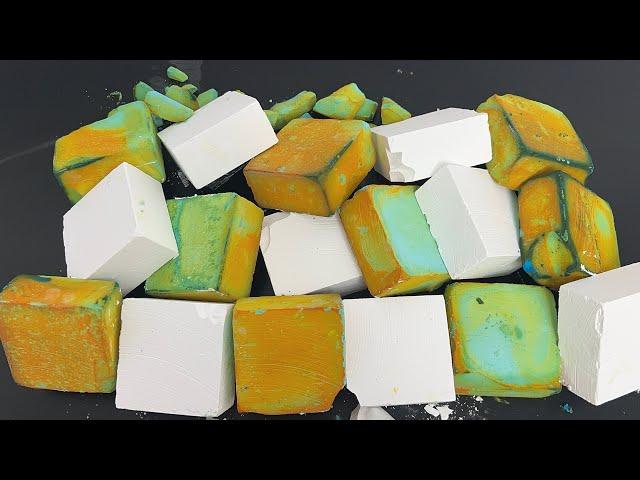 18 Green Dyed and Plain Gym Chalk Blocks crumble | Satisfying ASMR | Sleep Aid