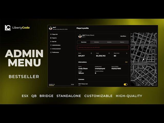 lc_adminmenu - FiveM Admin Menu Script, ESX/QB/STANDALONE, Easy To Install & Configure