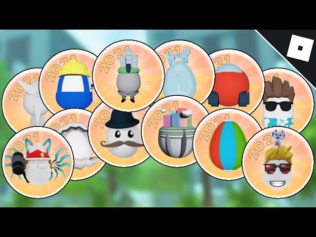 How to get ALL OF THE PRESENT TIMES EGG BADGES in the EGG HUNT 2021 HANGOUT | Roblox