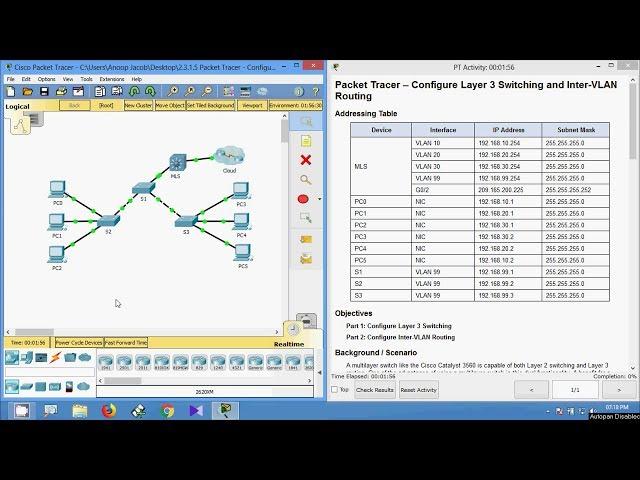 2.3.1.5 Packet Tracer - Configure Layer 3 Switching and inter VLAN Routing