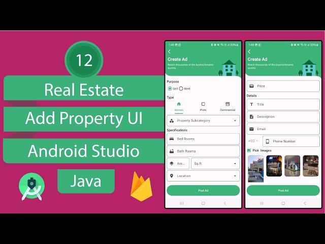 Real Estate App | 12 Add Property UI | Android Studio | Java