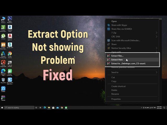 Extract Option Not Showing issue fixed in PC. #WinRAR Extract option missing in Right click on Win10