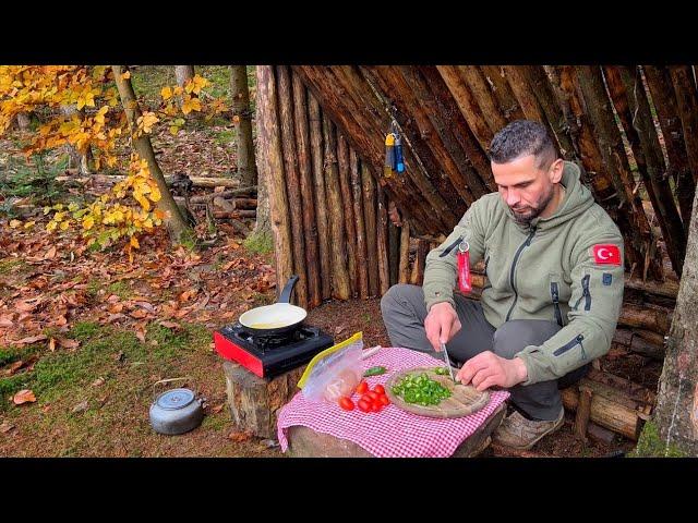 in 1 hour making wooden shelter,cooking wrap,hot wine,filter coffee,ASMR