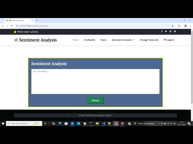 Sentiment Analysis Project using Python Django