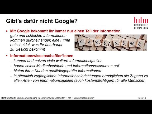 Bachelorstudiengang "Informationswissenschaften" an der HdM