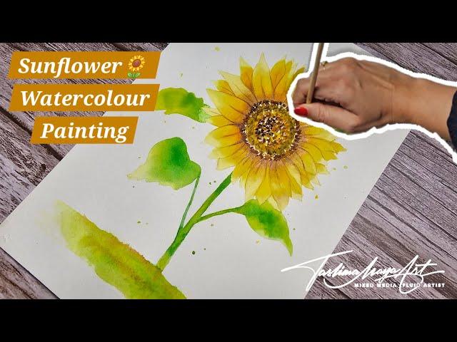 Beginners Watercolour Painting Tutorial Sunflower  | 10 Tips! Easy Step-by-step Art 