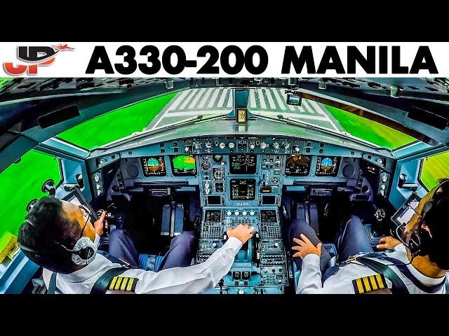 Piloting Airbus A330 into Manila | Cockpit View