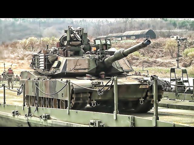 U.S. Army Builds Floating Bridge & Crosses It With Tanks