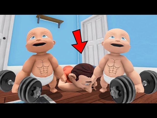 Two 100% BUFF Babies vs. EVIL Daddy!