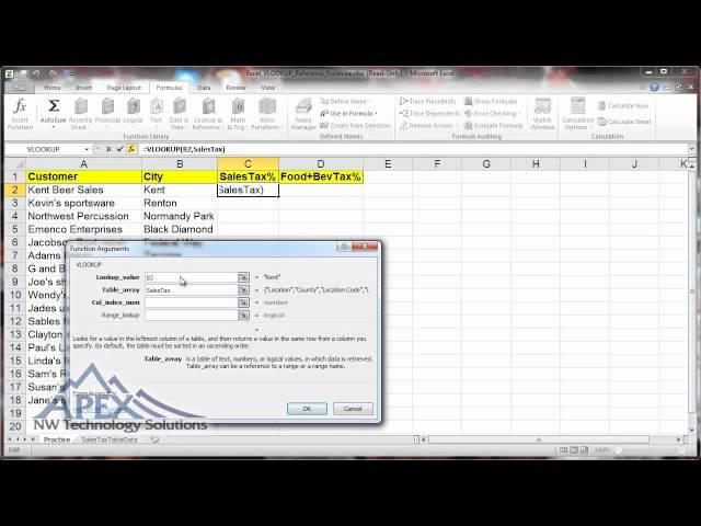 Apex NW Training Video Excel VLOOKUP Function