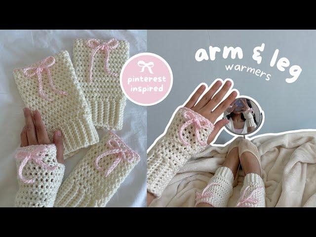 how to crochet fingerless gloves & leg warmers (with cute bows!) | easy beginner-friendly tutorial