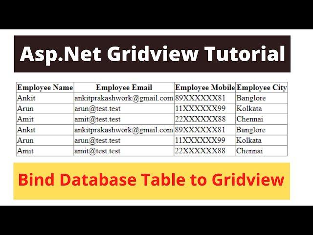 Asp.Net Gridview Tutorial - Bind Database Table To Gridview - Tutorial 1