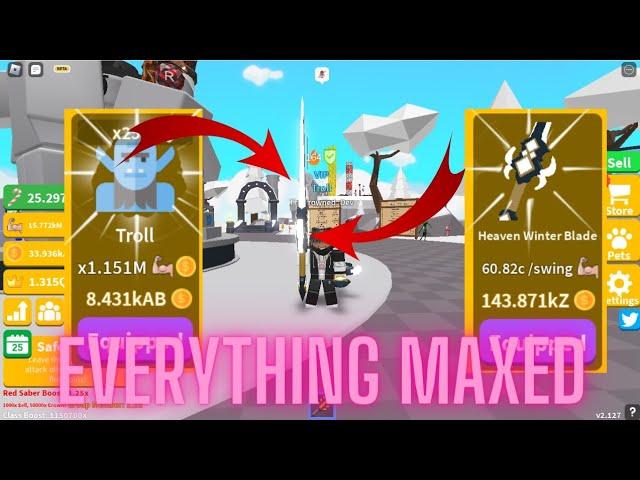 *EVERYTHING MAXED* I GOT MAX CLASS AND SABER!! (Roblox Saber Simulator)