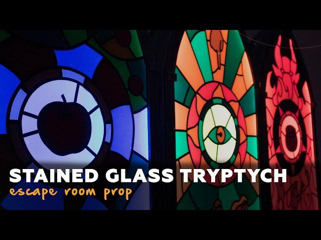 How "Stained Glass Tryptych" escape room prop works?