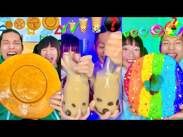 Rainbow Small to Giant Food Challenge Compilation! Squid game Foodbubble tea boba (Part6)