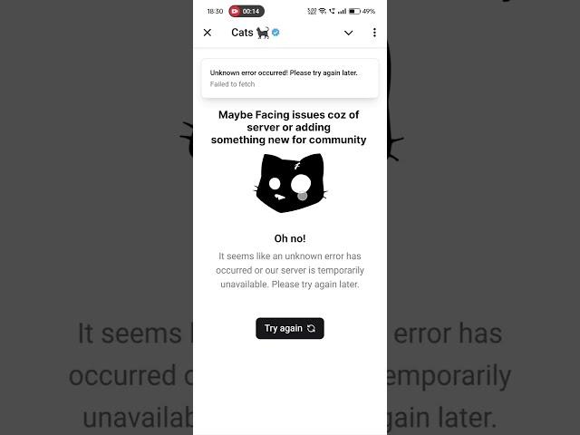 Cats Airdrop Not Working | Cats Error Problem | Cats Airdrop Error showing #catsairdrop