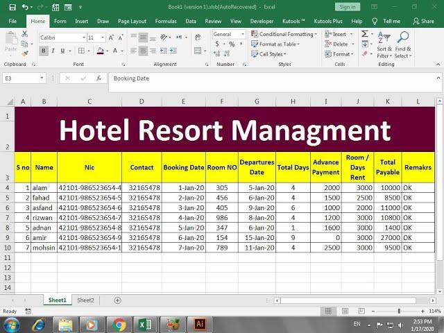 How To Make Hotel Booking Management Sheet in Excel