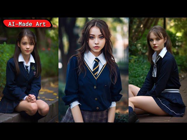 High School Girls imagined by Midjourney v5 - AI Generated - AI-Made Art - Part 1