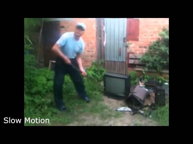 Slow Motion #1 (Мужик разбил телевизоры)