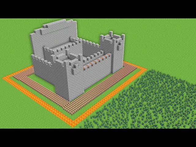 Minecraft BABY VILLAGER BUILD a protected CASTLE from BABY ZOMBIE