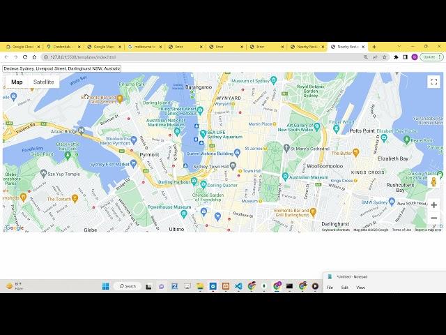 Javascript Google Places API Project to Plot Nearby Places on Maps Using Autocomplete Location