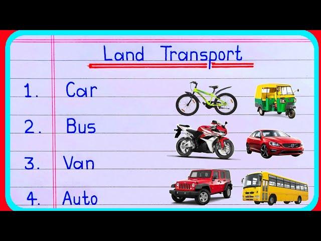 20 Land Transport name | Land Transport | Transport Name | Means of Transport | Name of Transport