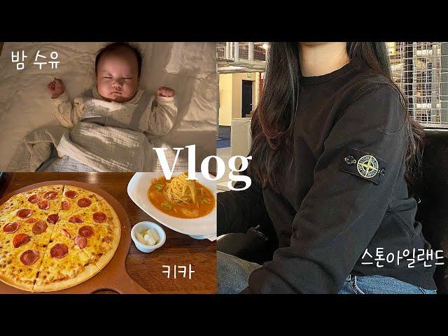 vlog | 둘째 밤수유와 첫째 육아의 컬래버레이션.., 통잠자게 해주소서.., 스톤아일랜드맨투맨, 반포키카 추천, 초간단 아기 닭구이